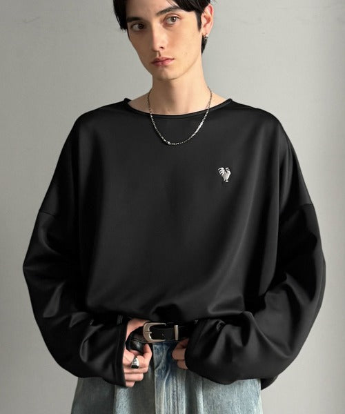 【Classical Origin】「洗練モードな一枚」。Double-Knit Fabric Thumb Hole Dolman T-Shirt／ダンボール素材サムホール付きドルマンTシャツ（長袖） co1010031