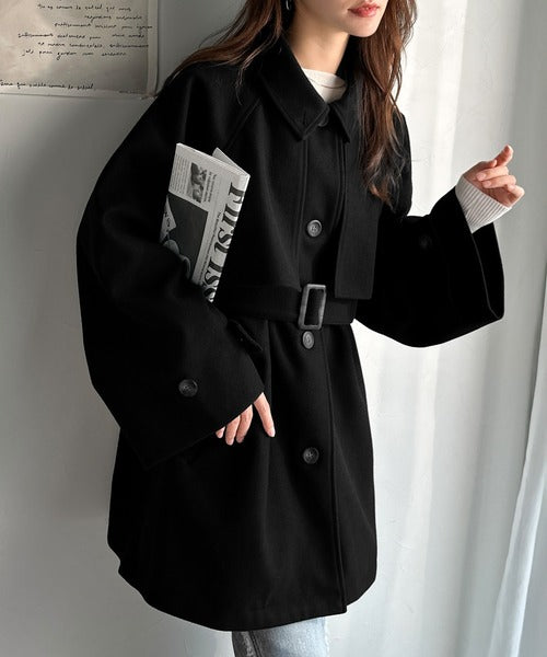 かわいさも、大人っぽさも叶える。着こなし自在の2way仕様が嬉しい♪ミドル丈アレンジコート ce1240094