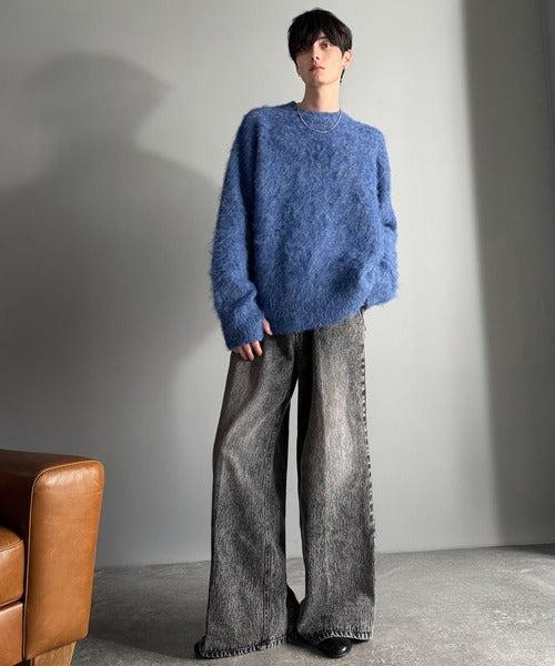 【Classical Origin】「深みのある1着。」ミックスシャギー素材クルーネックセーター／Mixed Shaggy Crew Neck Sweater co0780010