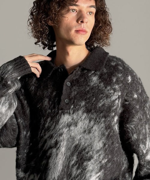 【Classical Origin】「まるで毛布。」モヘアライクシャギー素材ニットポロシャツ／Mohair-Like Shaggy Knit Polo Shirt co0780004