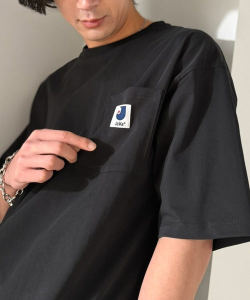 《JaVaジャバコラボ》【接触冷感・抗菌防臭機能付き】試して納得！胸ポケット付き ライトヘビーウェイト オーバーサイズTシャツ（半袖） jo1320020