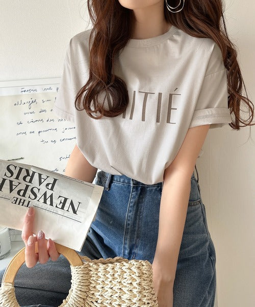 ワンランク上の大人シンプルベーシック。シルケット加工フロッキープリントTシャツ（半袖） ce1020202