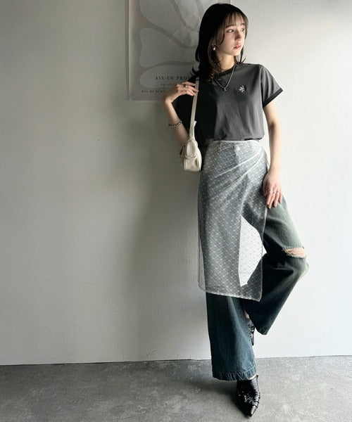 【sustaina+】デイリースタイルをアップデート。オーガニックコットン混 綿100％胸刺繍リンガーTシャツ ce1260400