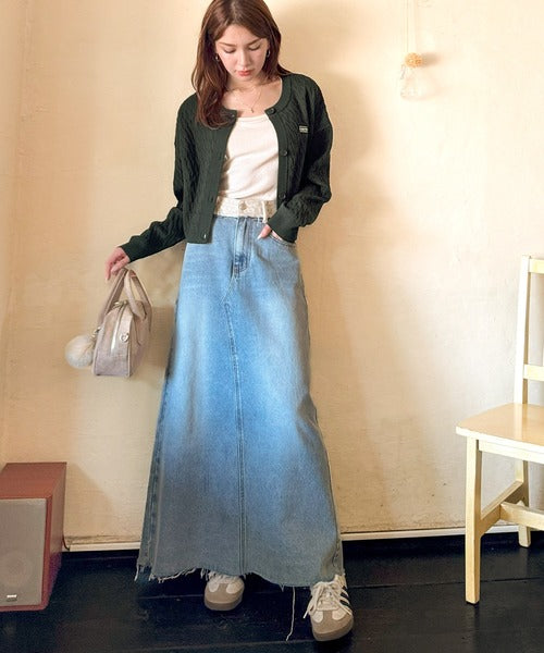 【mily bilet】やわらかな優しさ、漂う気品。前後2wayプレート使いケーブルニットカーディガン（長袖） mi1029140