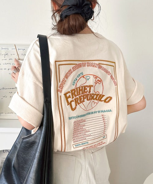 《JaVaジャバコラボ》背中で語る。綿100％バックグラフィック刺繍Tシャツ（半袖） jv1050357
