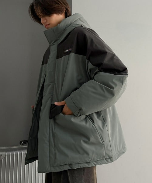 【防風・撥水・防汚機能付き】《JaVaジャバコラボ》マルチファンクション異素材切り替えオーバーサイズ中綿フーディジャケット jo0780023