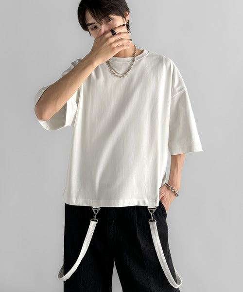 Belt Design Transformable Cropped T-Shirt／脱着式ベルトデザインショート丈Tシャツ co1150015