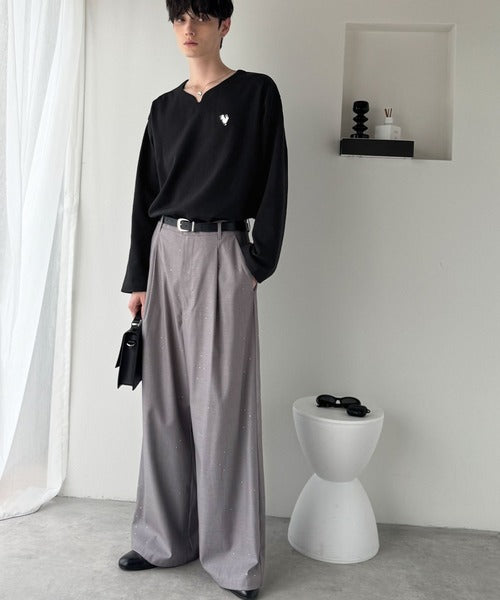 【Classical Origin】「着心地と、上質感と。」Soft Ponte V-Neck T-Shirt／ポンチ素材Vネック胸刺繍Tシャツ（長袖） co1150049
