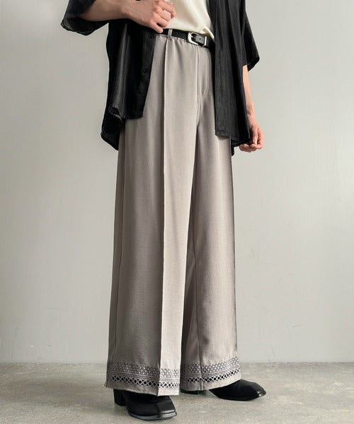 「キレイめ×抜け感」裾レース切り替えリラックスイージースラックス／Lace Panel Easy Slacks co1010020