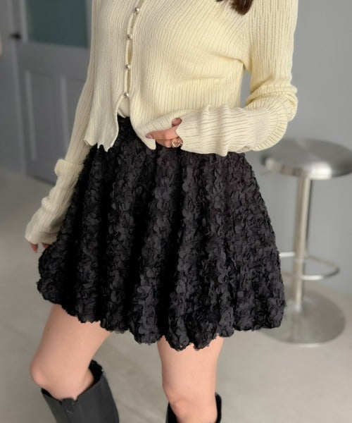 【mily bilet】360度、どこから見てもかわいい。フラワーチュールバルーンミニスカート mi1029203