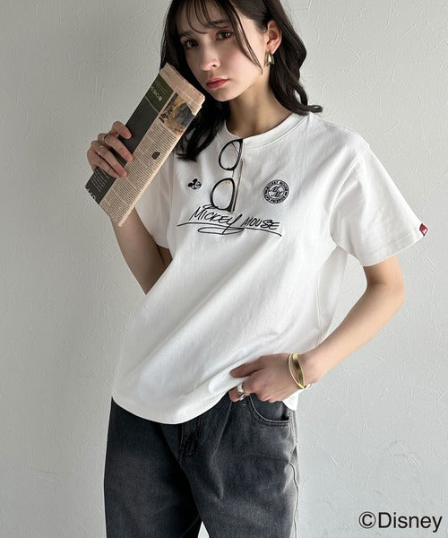 大人女子必見！　綿100％「ディズニー」サイン風刺繍Tシャツ（半袖） ce1330037