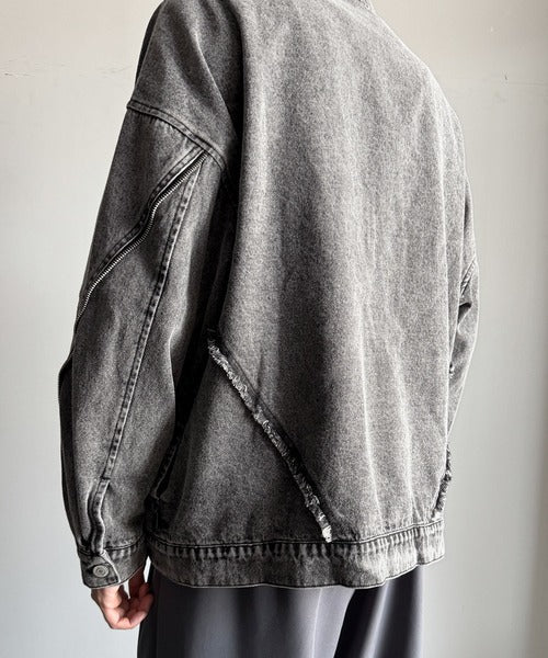 【Classical Origin】「都会的スタイル。」綿100%ヴィンテージ加工フリンジデニムジャケット/100% cotton vintage fringe denim jacket co1010028