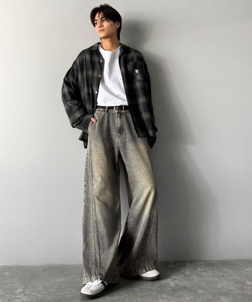 【Classical Origin】「二度見される。」サイドダブルカーブラインデニムパンツ／Side Double Curve Line Denim Pants co0900002