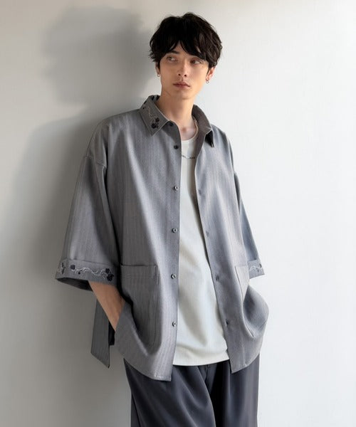 「魅せる服。」刺繍使いシャツジャケット/Embroidery Design Shirt Jacket co1010042