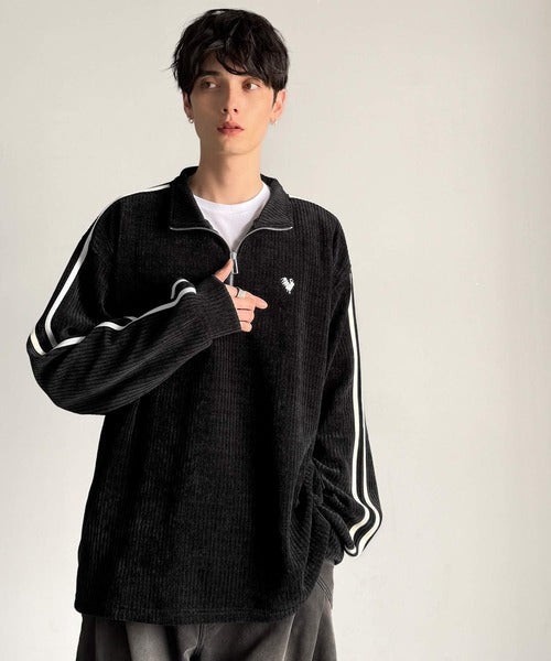 【Classical Origin】「素材推し。」コーデュロイ素材Wラインハーフジップトレーナー／Corduroy DoubleLine Half-Zip Trainer co1010026