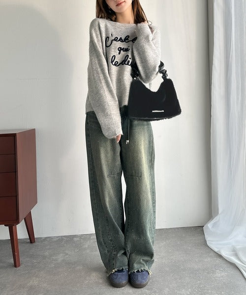 【mily bilet】ふんわり華やぎのアイテム。ロゴプレート使いボリュームファーバッグ mi1179058