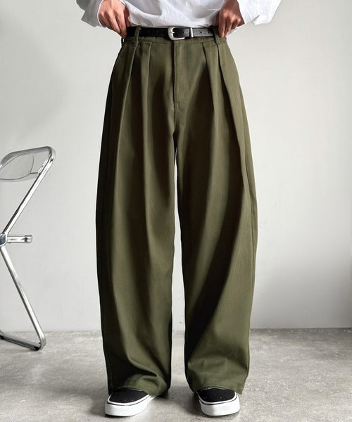 【Classical Origin】「オールシーズン大活躍。」 綿100％インツータック仕様ワイドバルーンパンツ／Inverted Two-Tuck Wide Balloon Pants co0780006