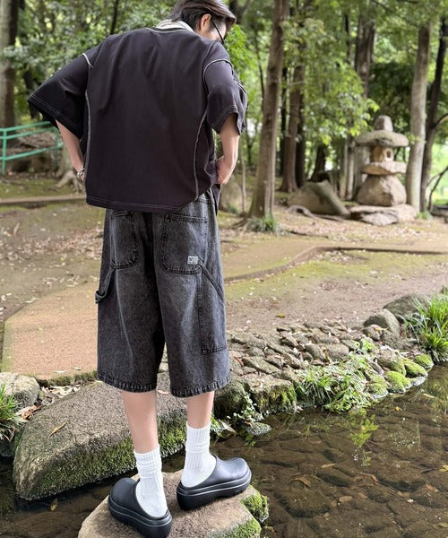 「新定番ハーフデニム。」ベルトデザイン ペインター ハーフデニムパンツ／Belted Design Painter Half Denim Pants co1150029