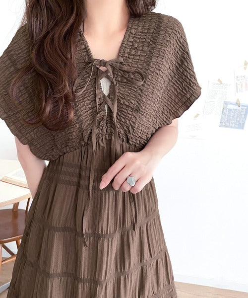 【mily bilet】高級感漂う微光沢素材。マジョリカプリーツギャザー使いフレアワンピース(ロング) mi1019068