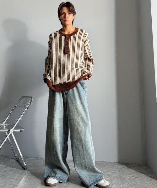 【Classical origin】ヘンリーストライプニット／Henley Striped Knit ao1020315