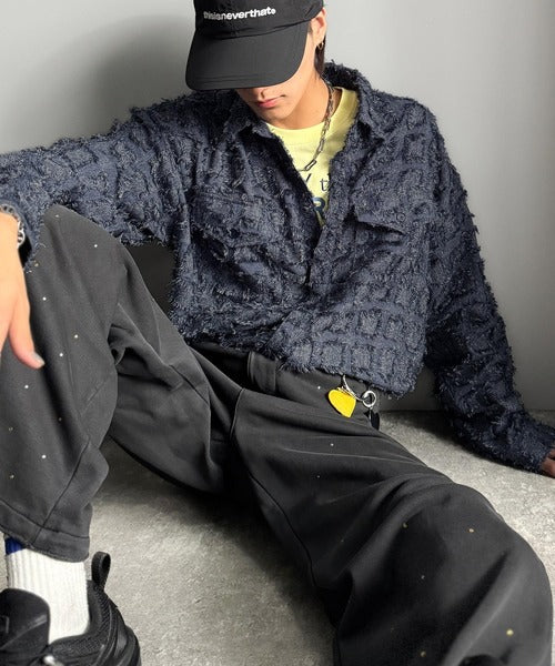【Classical Origin】「1歩先の存在感。」フリンジ使いブロックチェックアウターシャツ（長袖）/Fringed Block Check Outer Shirt co1010021