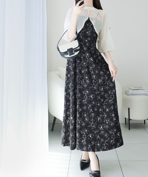 【mily bilet】透け感コーデ でつくる、映えガーリー。前後2WAY花柄シアーボレロセットアップキャミワンピース mi1139082