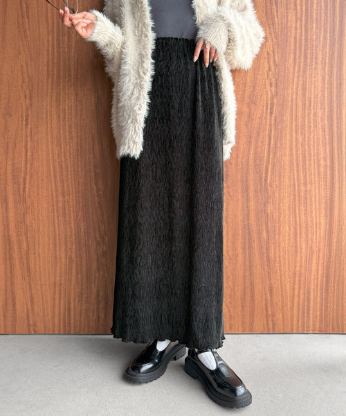 微光沢素材が叶える大人の余裕。ウエスト2wayふんわり楊柳プリーツスカート（ロング丈） ce1020289
