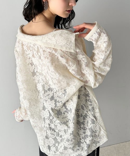 大人上品さが魅力◎ルーズシルエット 花柄レースオーバーシャツ（長袖） cm1240070