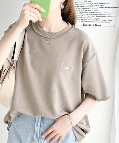 袖口くるりん。ワンポイント刺繍ハーフスリーブ裏毛Tシャツ ce1260259