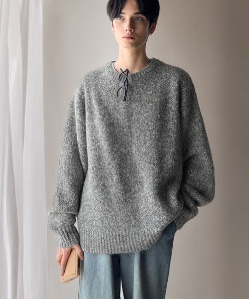 【Classical Origin】「深みのある大人に。」クルーネックミックスカラー糸ニット（長袖）/Crew neck mixed color knit ao1020308