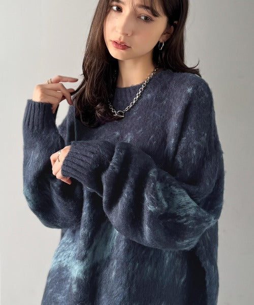 【Classical Origin】「まるで毛布。」モヘアライクシャギー素材クルーネックセーター／Mohair-Like Shaggy Knit Crew Neck Sweater co0780002