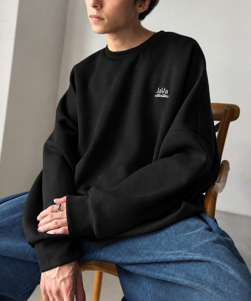 《JaVaジャバコラボ》大人の”質”にこだわった、カジュアルここにあり。胸刺繍ダンボール素材ドルマンスリーブクルーネックTシャツ（長袖） jo1010067