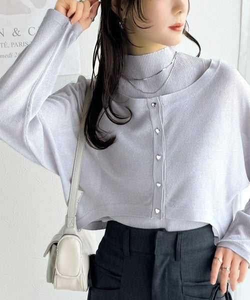 【mily bilet】上品さと可愛らしさを兼ね備えた、オフショル２WAYラメシアーニットアンサンブル（カーディガンセット） mi1029105