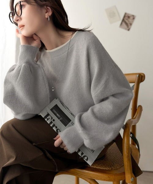 この触り心地、やみつき！ふわっと、ゆるっと。サイドスリットカシミヤタッチ起毛ニットプルオーバー（オーバーサイズ） ce1420008