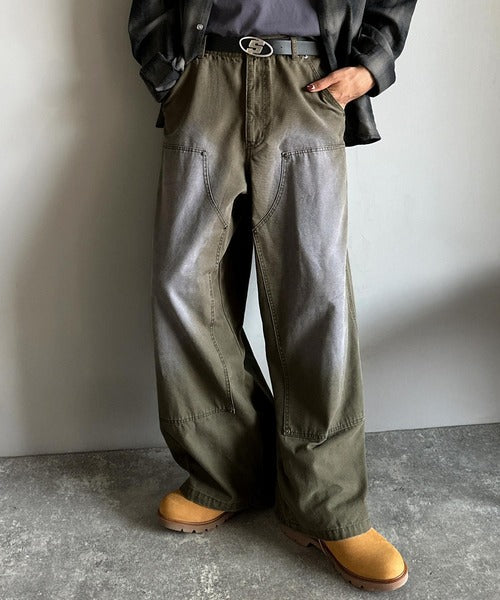 【Classical Origin】「無骨さを纏う。」綿100％ダック素材ダブルニーデザインパンツ／Duck Fabric Double Knee Detail Pants co1150058