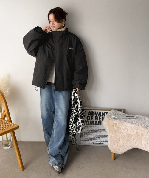 《JaVa ジャバコラボ》だぼっとが可愛さ増し増し♪寒い冬も乗り切れる！しっかり暖か、襟リブ中綿モンスターブルゾン（ミドル丈） jv1265094