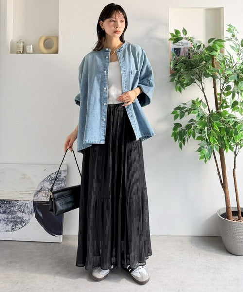 【Classical Evon】甘くない、大人のティアード。シアーな抜け感と美シルエット。3段プリーツティアードスカート ev1020351