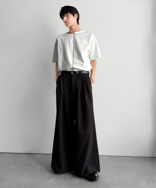 Asymmetric Stitch Design T-Shirt／アシンメトリーデザイン配色ステッチTシャツ co1150013