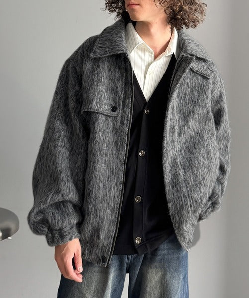 シャギーファー素材2way襟デザインブルゾン／Shaggy Fur 2-Way Collar Design Blouson co1150082