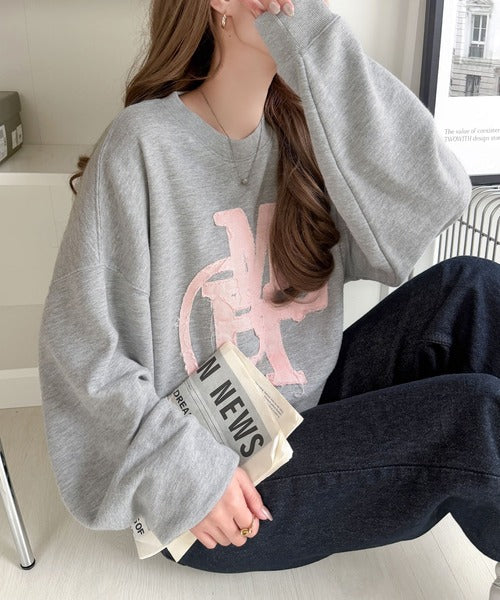 【mily bilet】ラフなシルエットに、遊び心をプラス。デニムフリンジワッペン使い裏毛スウェット(長袖)(ドットあり) mi1329132