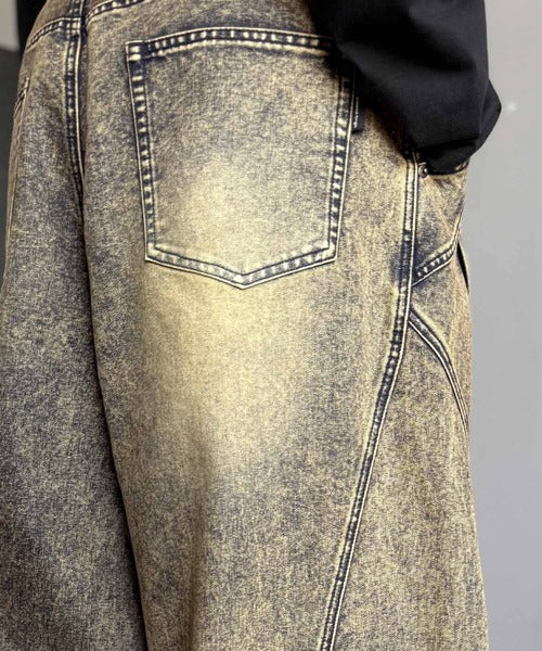【Classical Origin】3D Tucked＆Darted Barrel-Leg Wide Denim／3Dタック＆ダーツデザインバレルレッグワイドデニム co1150057