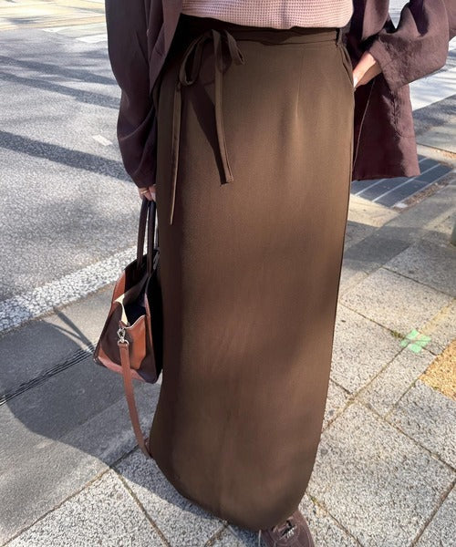 《marina×クラシカルエルフコラボ》バックスリットで動きやすい。ストレスフリーな穿き心地。ウエストリボンIラインスカート ce1015107