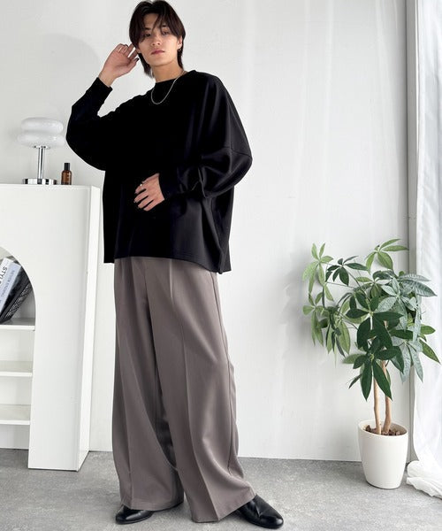 【Classical Origin】「大人シンプル。」ドルマンスリーブダンボール素材ビックTEE（長袖）／Dolman Cardboard Big Tee ao1260455