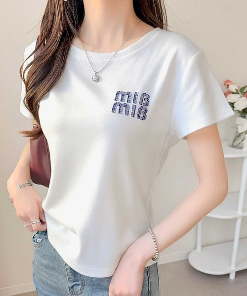 【mily bilet】スタイルよく、着心地いい。絶対使えるシンプルT♪ワッペンコンパクトTシャツ（半袖） mi1329084