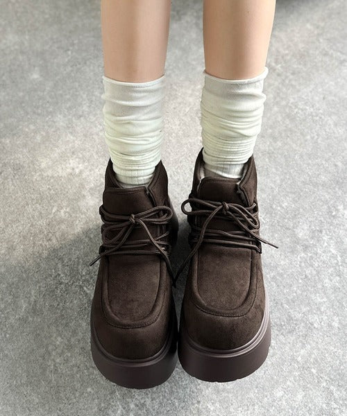 【mily bilet】ファー着脱可能♪２WAYヌバック調素材ボリュームソールファームートンブーツ mi1129025