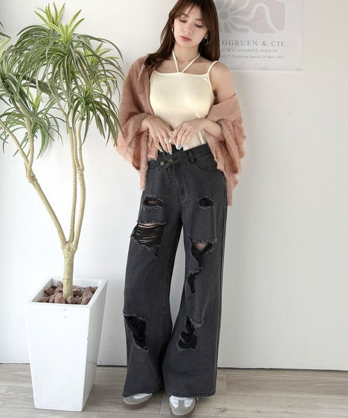 【mily bilet】オールシーズンの必需品！カップ付きホルターネック風ストラップキャミソール mi1019086
