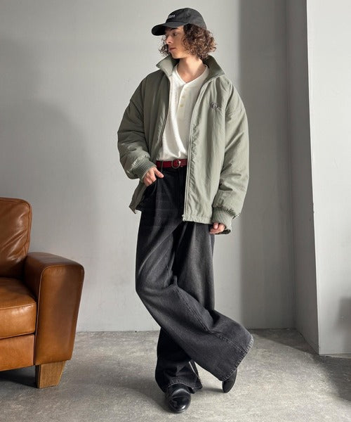 【Classical Origin】「防寒高機能。」リブハイネック中綿入りモンスターオーバージャケット／Ribbed High-Neck Padded Monster Oversized Jacket co1010036