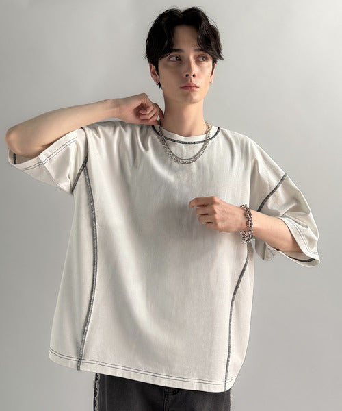 【Classical Origin】「1枚でも羽織でも。」インサイドアウト仕様2wayダブルジップTシャツ／Inside-Out Oversized Double-Zip 2way T-Shirt co1150018