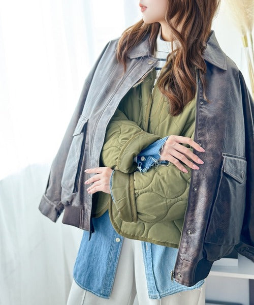 《Javaジャバコラボ》大人カジュアルの大定番。ノーカラー波キルティングコート jv1010322