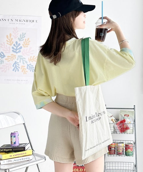 レトロでポップな大人リンガーT。胸刺繍タイダイリンガー半袖T ce1050158